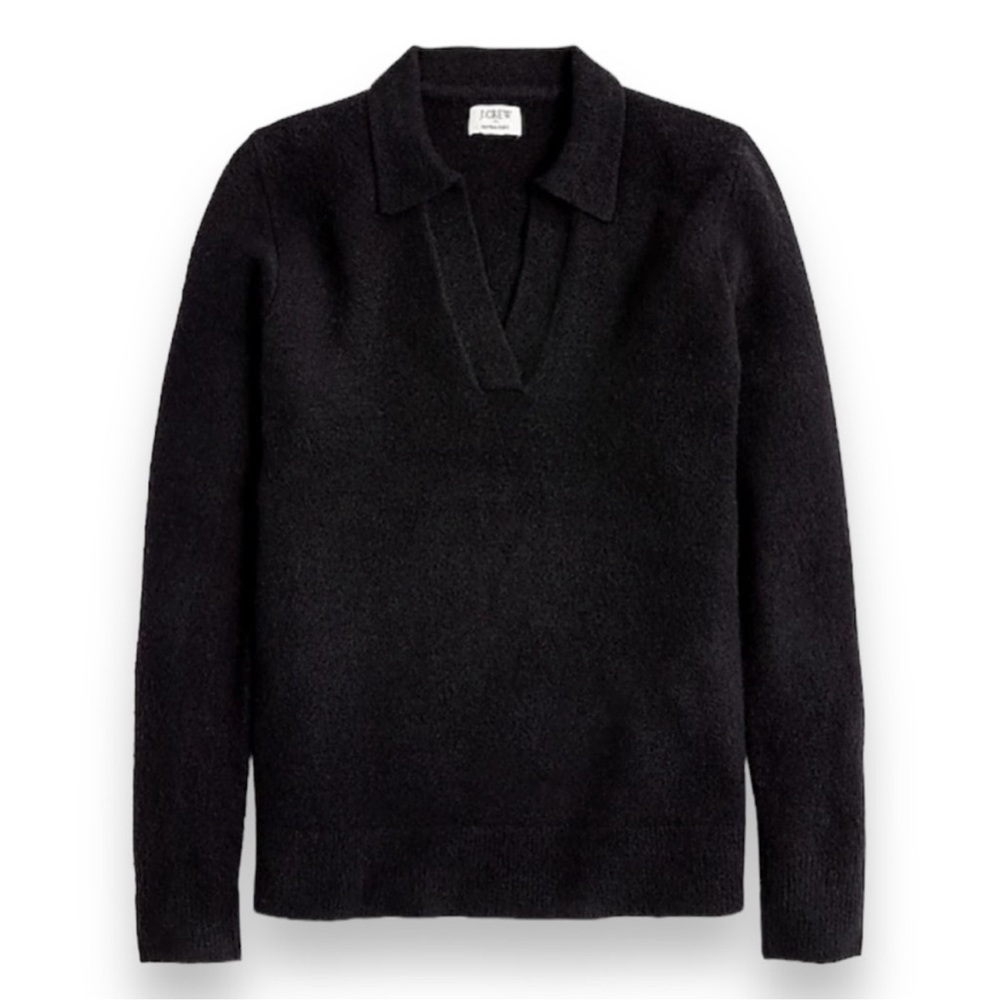 NWT J. Crew extra soft sweater polo plus size 2X in black stretch pullover NEW